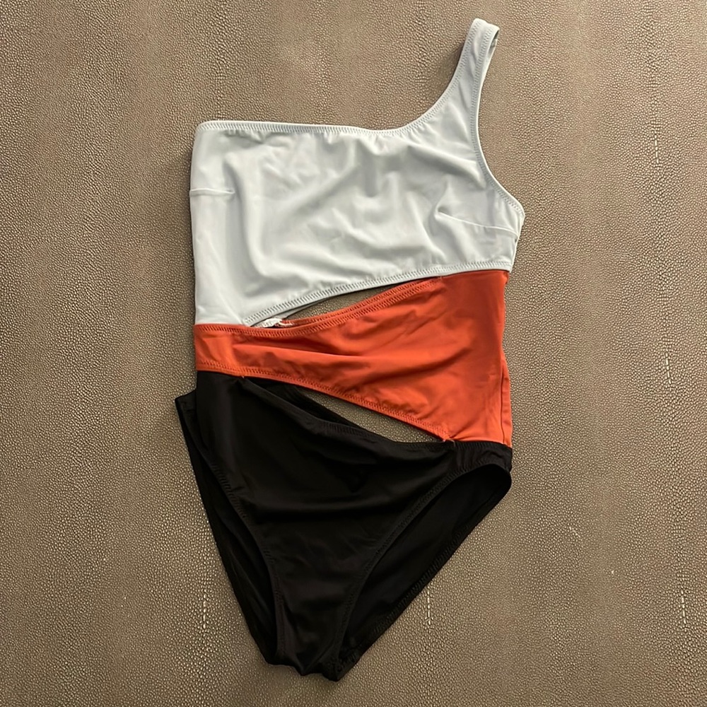 Solid and striped swimsuit